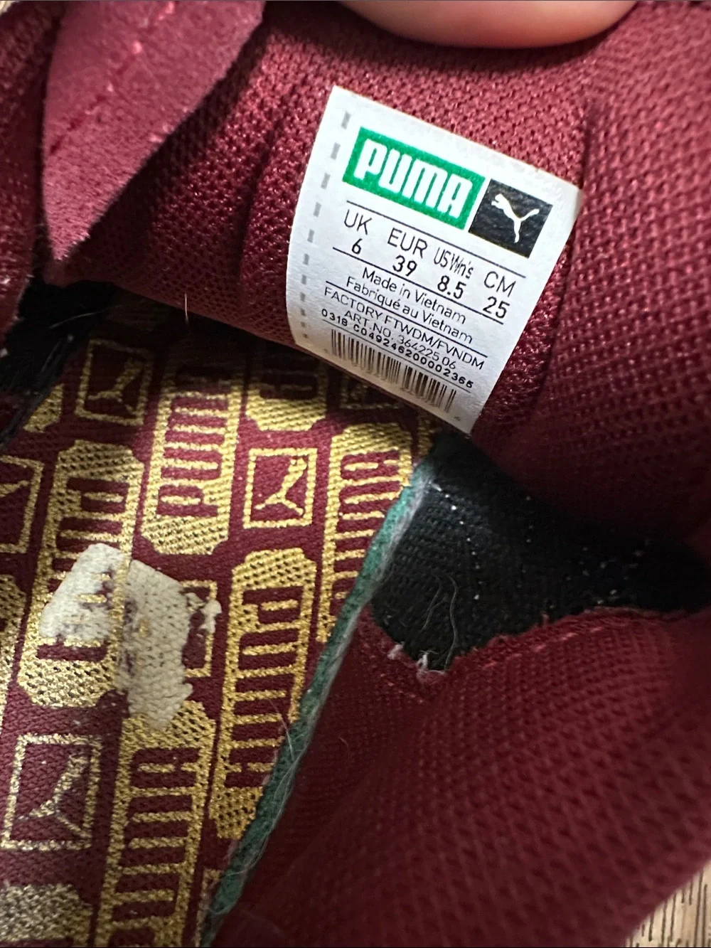 PUMA Suede Classic Regal Red Burgundy sz 39 8.5 Sneakers - Picture 6 of 7